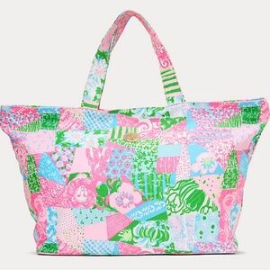 Lilly Pulitzer NWT beach/pool tote in multi crazy quilt print